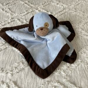 Tiddlywinks Puppy Dog Baby Security Blanket Blue Brown Plush Soft Lovey‎